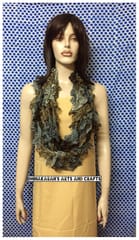 Brown n Grey Crochet Ruffle Scarf