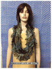 Brown n Grey Crochet Ruffle Scarf