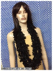 Black Crochet Ruffle Scarf