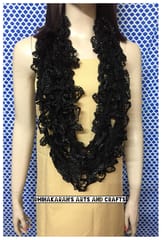 Black Crochet Ruffle Scarf