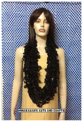 Black Crochet Ruffle Scarf