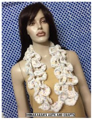 Snow Crochet Ruffle Scarf