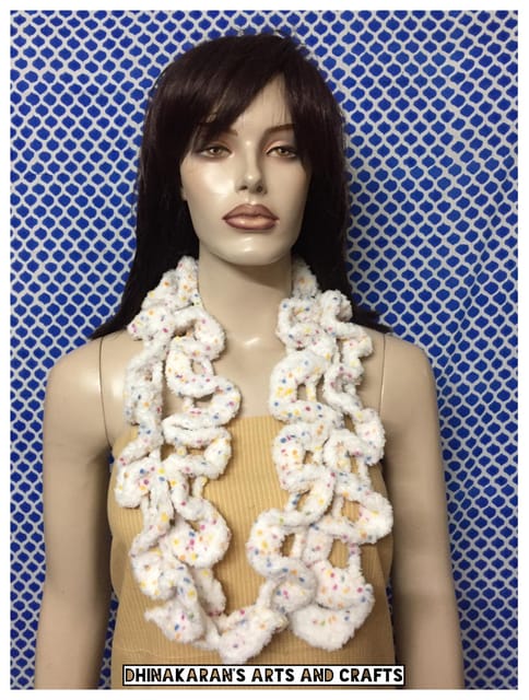 Snow Crochet Ruffle Scarf