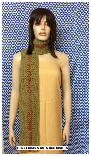 Forest Green Crochet Scarf