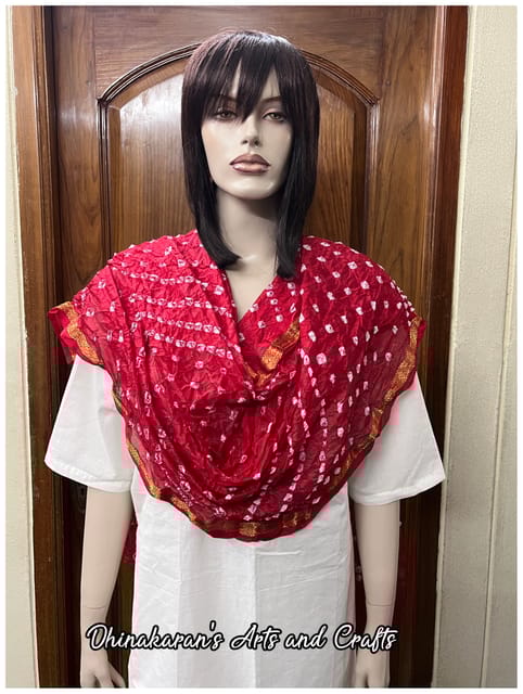 Art Silk Bandhani Dupatta - RED
