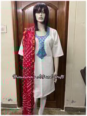 Art Silk Bandhani Dupatta - RED