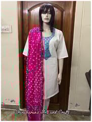 Art Silk Bandhani Dupatta - RANI PINK
