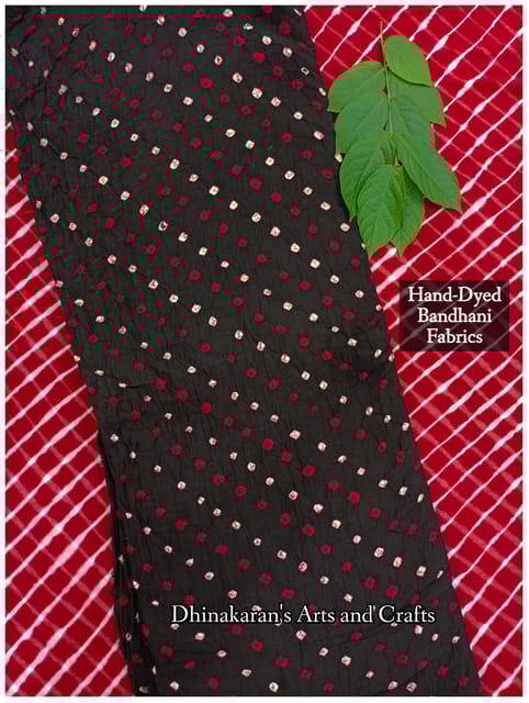 HOT BLACK Bandhani Fabric