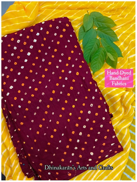 BURGUNDY Bandhani Fabric