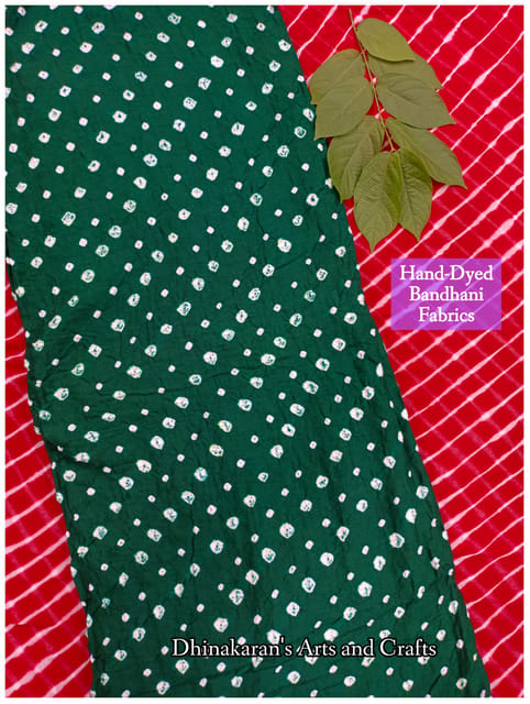 BOTTLE GREEN Bandhani Fabric
