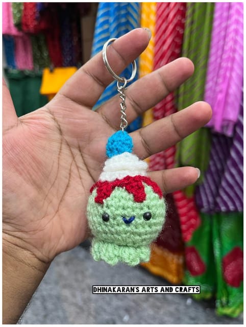 Ice Cream Crochet Keychain