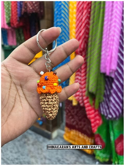 Ice Cream Crochet Keychain