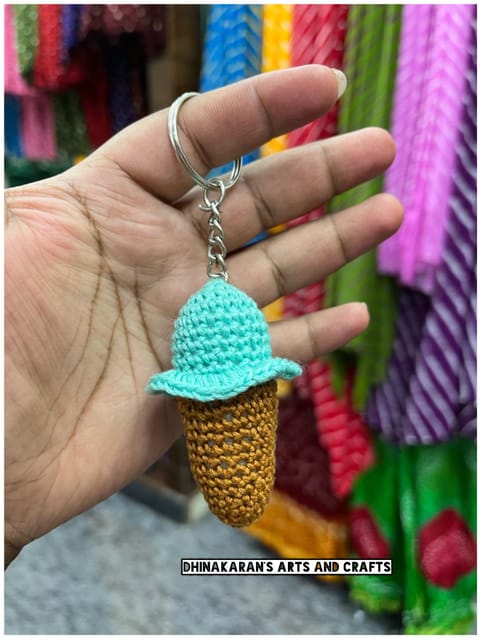 Ice Cream Crochet Keychain