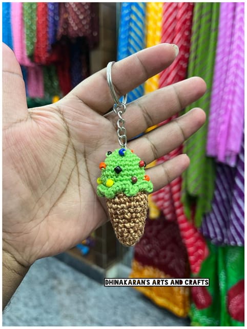 Ice Cream Crochet Keychain