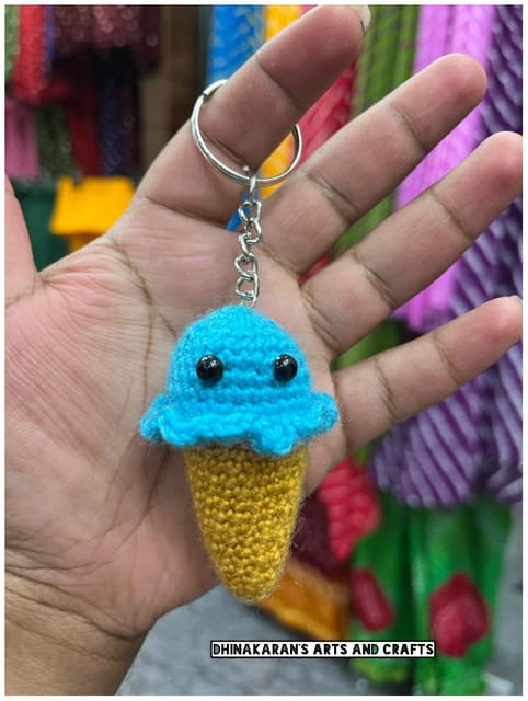 Ice Cream Crochet Keychain