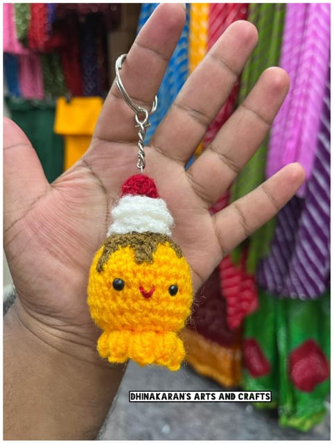 Ice Cream Crochet Keychain