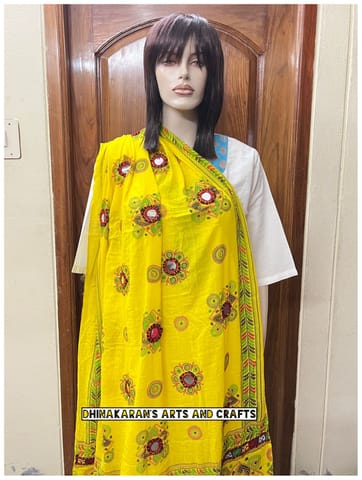 Ethnic Kutchwork Dupatta - YELLOW