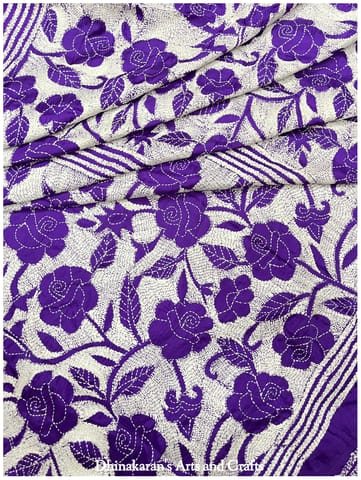 Gulaabo Kanthawork Saree - PURPLE