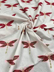 Dragonfly Theme Full Kanthawork Blouse Piece