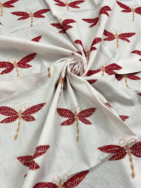 Dragonfly Theme Full Kanthawork Blouse Piece