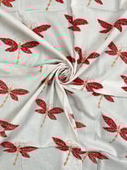 Dragonfly Theme Full Kanthawork Blouse Piece