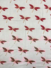 Dragonfly Theme Full Kanthawork Blouse Piece