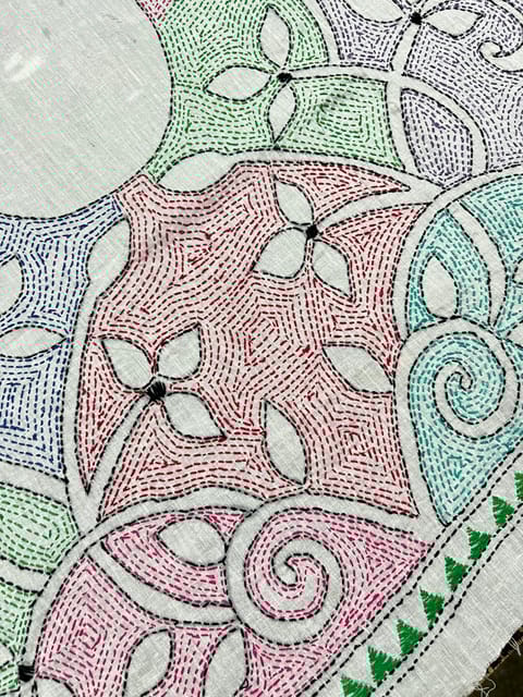 Floral Kanthawork Blouse Piece