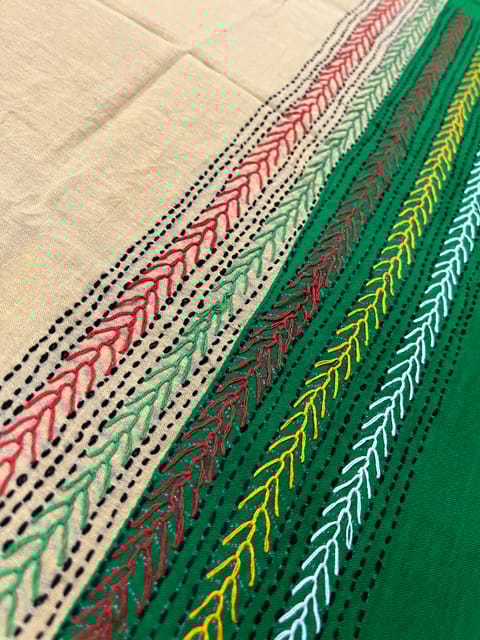 Dual Color Kanthawork Blouse Piece