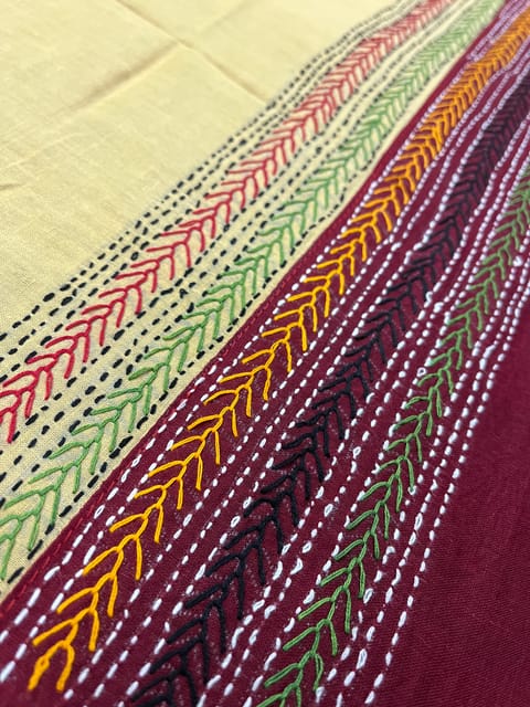 Dual Color Kanthawork Blouse Piece