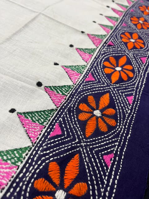 Dual Color Kanthawork Blouse Piece