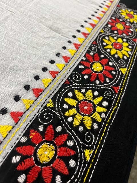 Dual Color Kanthawork Blouse Piece