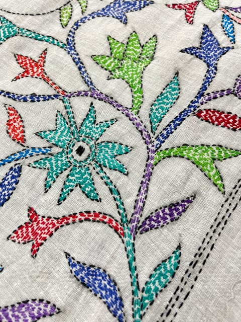 Floral Kanthawork Blouse Piece