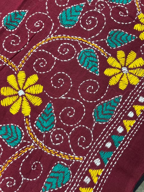 Floral Kanthawork Blouse Piece