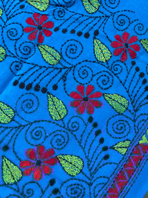 Floral Kanthawork Blouse Piece