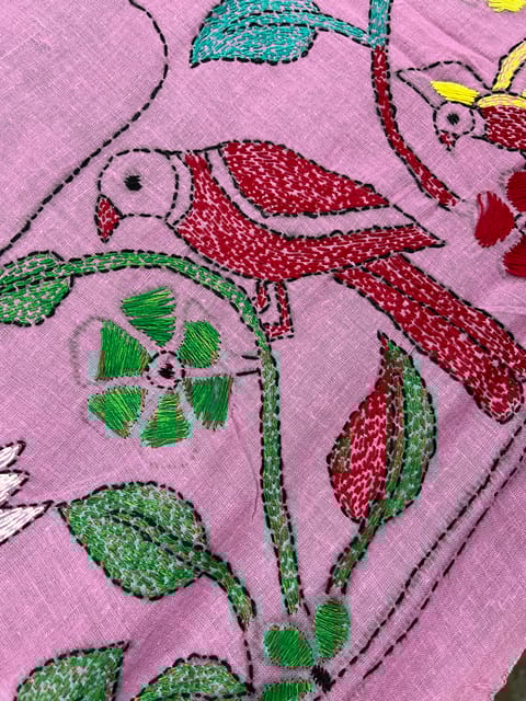 Bird Theme Kanthawork Blouse Piece