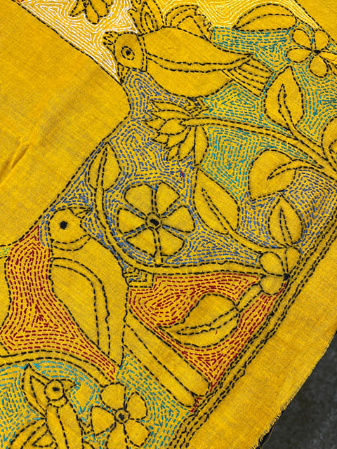 Bird Theme Kanthawork Blouse Piece