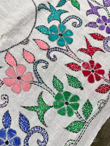 Floral Kanthawork Blouse Piece