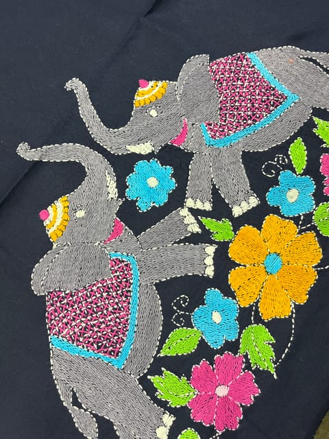 Royal Elephant Kanthawork Blouse Piece