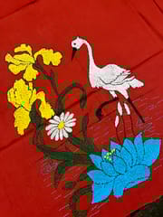 Crane Theme Kanthawork Blouse Piece