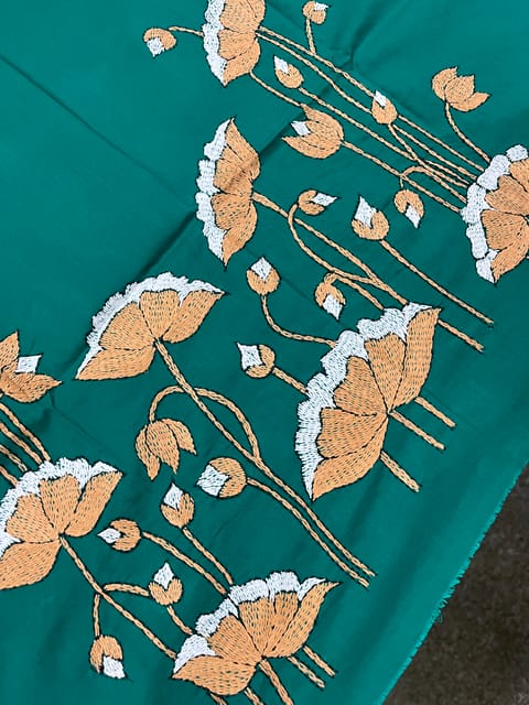 Lotus Theme Kanthawork Blouse Piece