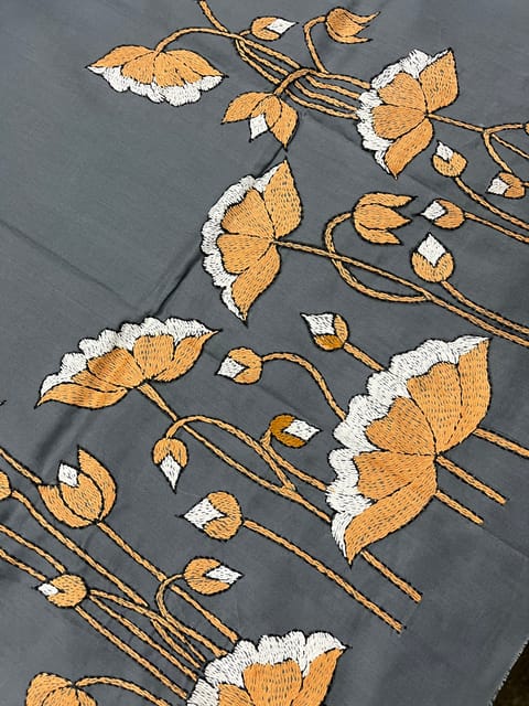Lotus Theme Kanthawork Blouse Piece