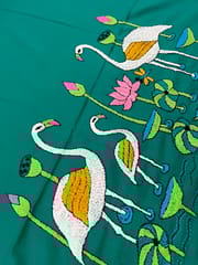 Crane Theme Kanthawork Blouse Piece