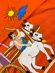 Village Theme Kanthawork Blouse Piece