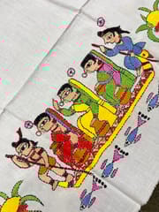 Boat Race Theme Kanthawork Blouse Piece