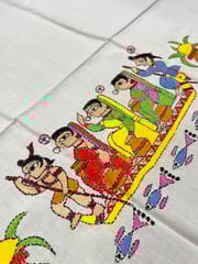 Boat Race Theme Kanthawork Blouse Piece