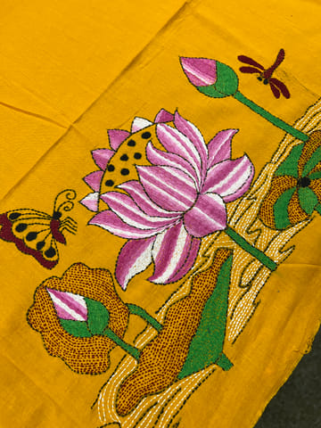 Lotus Theme Kanthawork Blouse Piece