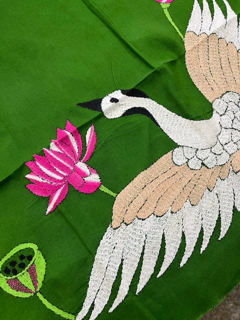 Bird Theme Kanthawork Blouse Piece