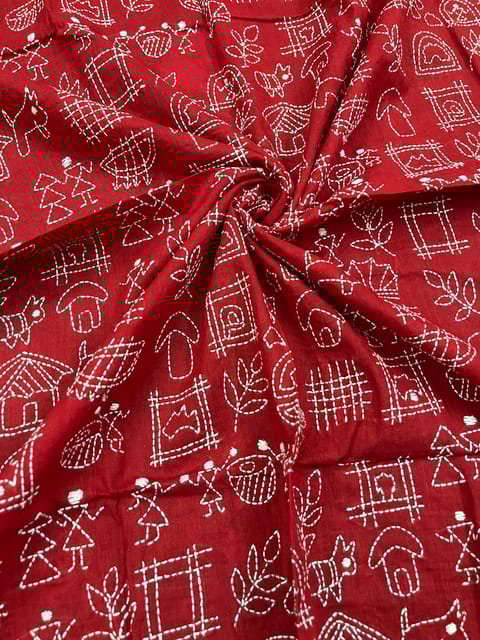 Warli Allover Kanthawork Blouse Piece
