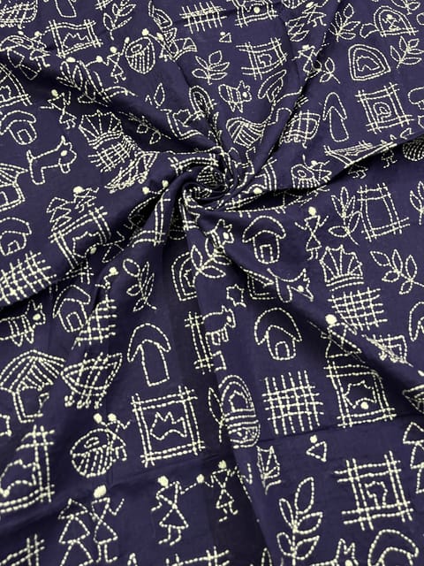 Warli Allover Kanthawork Blouse Piece