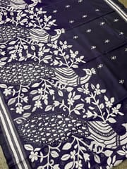 Peacock Kanthawork Saree - VIOLET